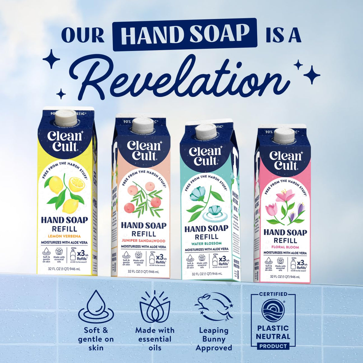 Cleancult Liquid Hand Soap Refill Fresh Basil with aloe vera
