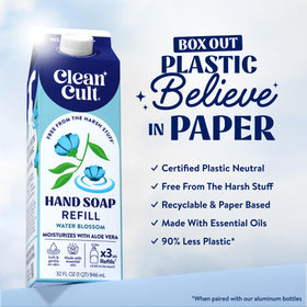 Cleancult Liquid Hand Soap Refill Water Blossom 32 oz back view