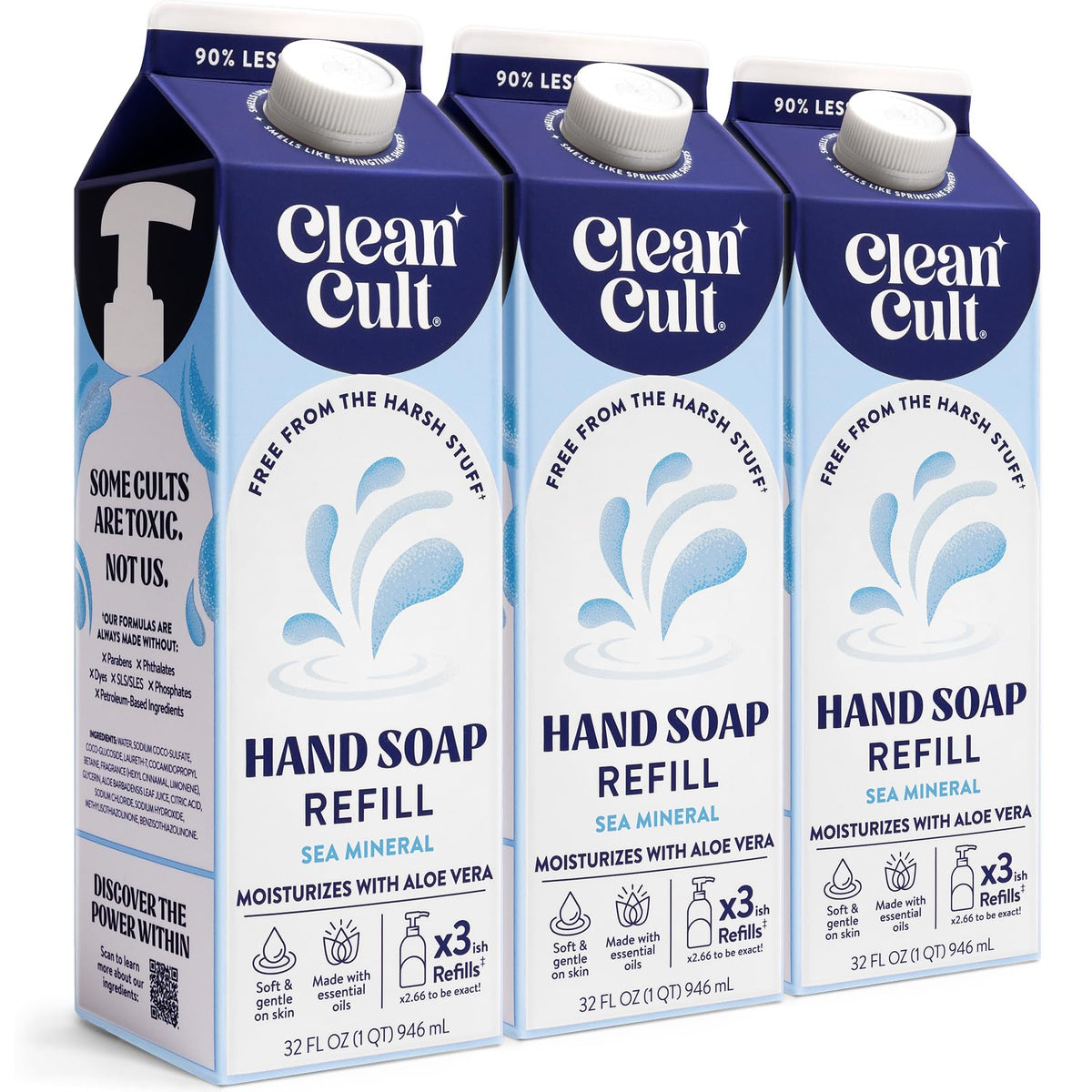 Cleancult Liquid Hand Soap Refills Sea Minerals 32 oz front view