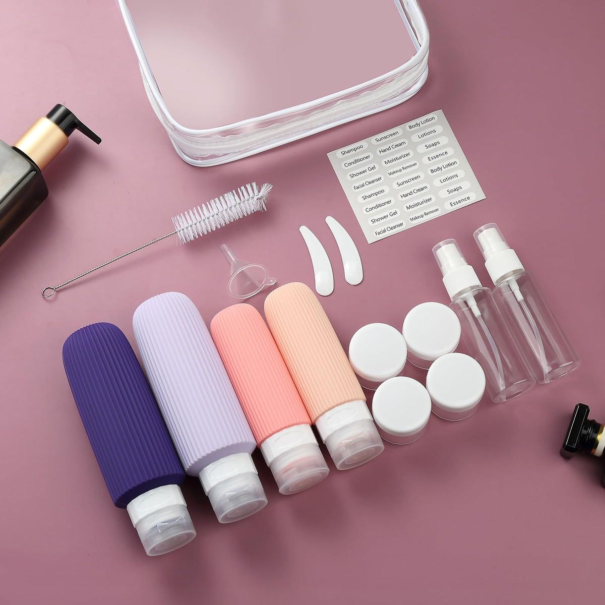 Cleaning brush for maintaining travel bottles