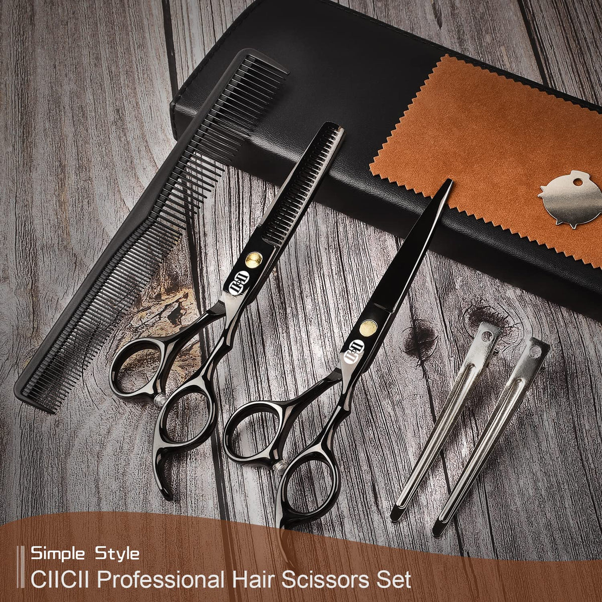 Cleaning cloth included with CIICII hair cutting scissors