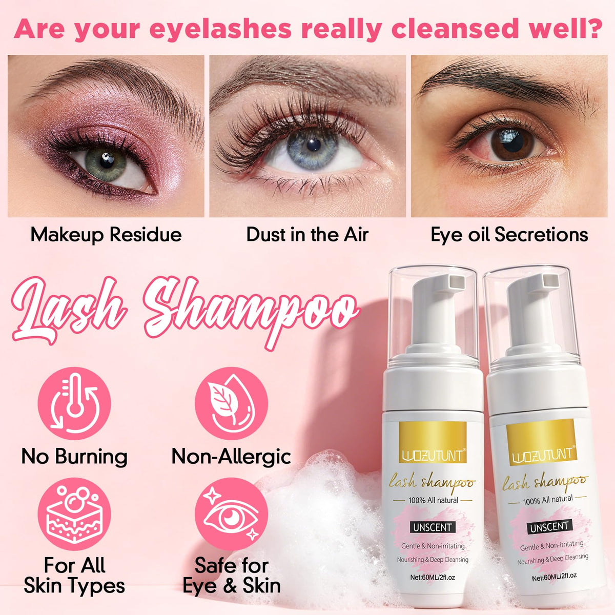 Cleansing brushes included in WOZUTUNT lash kit