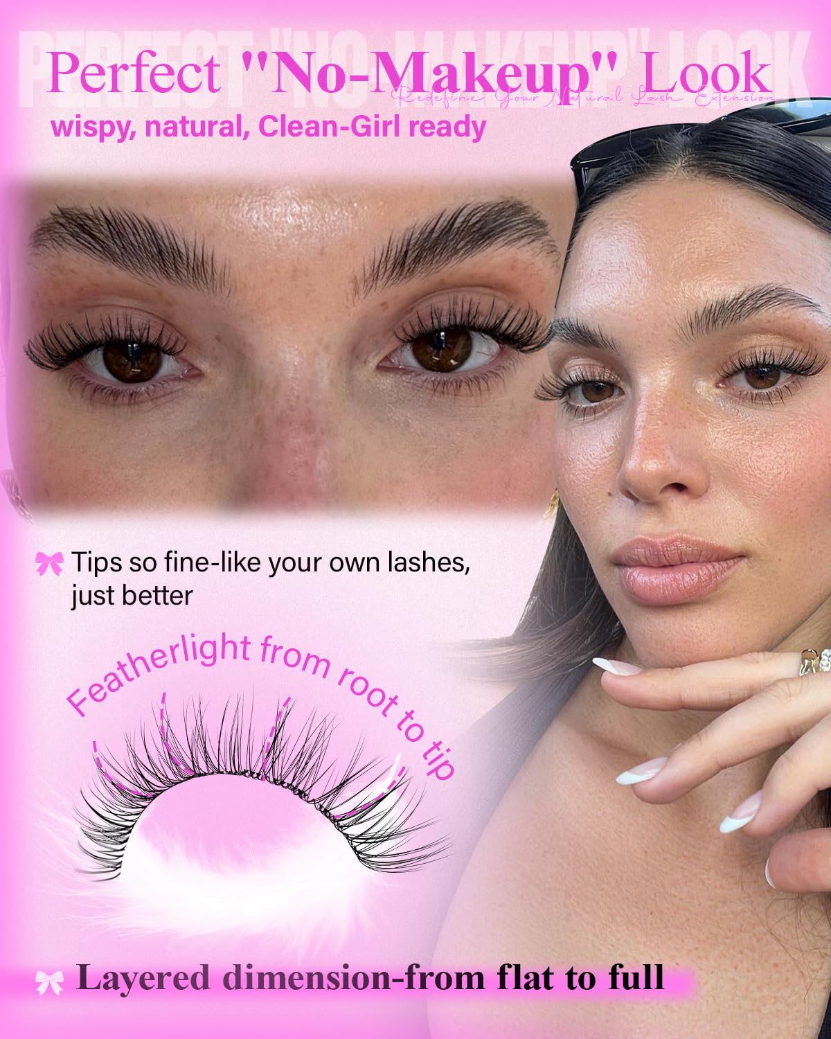 Clear band eyelash clusters in packaging