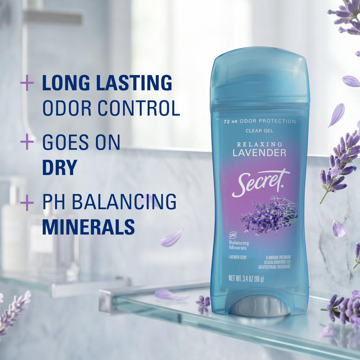 Clear gel formula of Secret Antiperspirant Deodorant close-up
