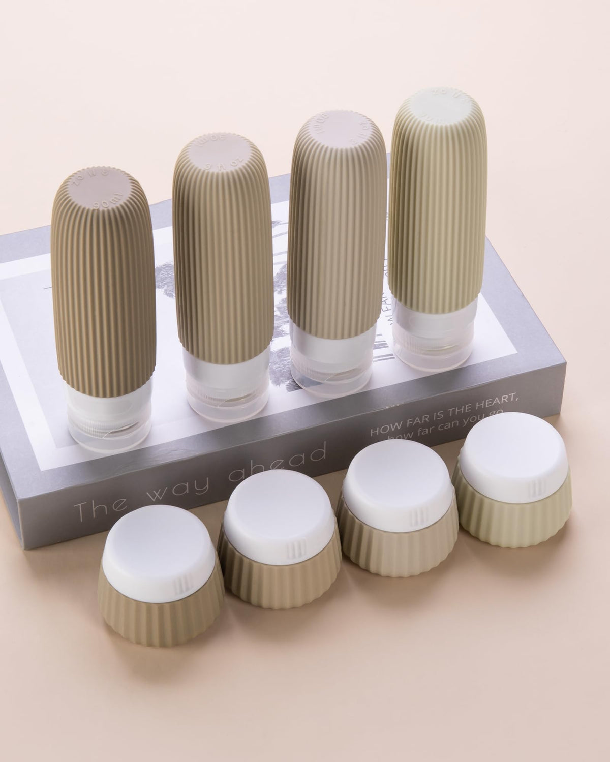 Clear makeup bag containing Mrsdry travel bottles