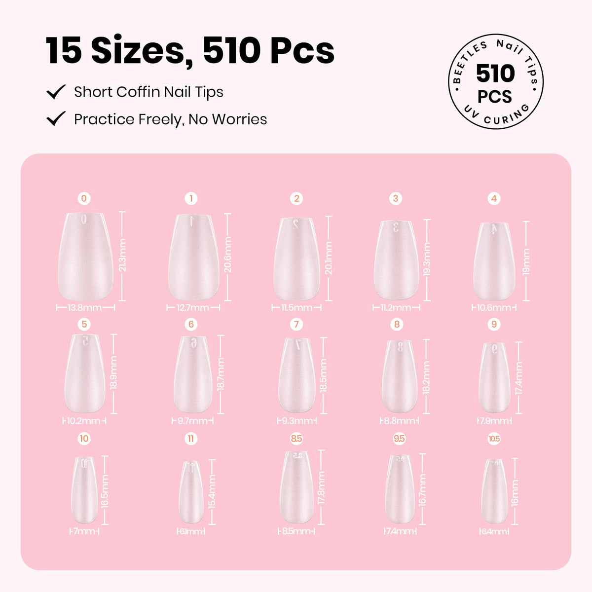 Clear nail tips in various sizes from Beetles Nail Art Kit