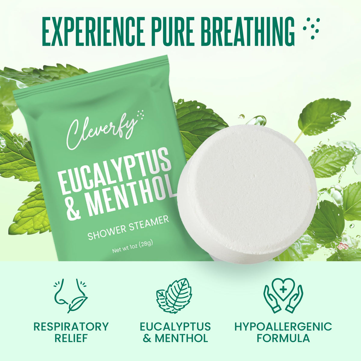 CLEVERFY Eucalyptus Shower Steamers individual packaging