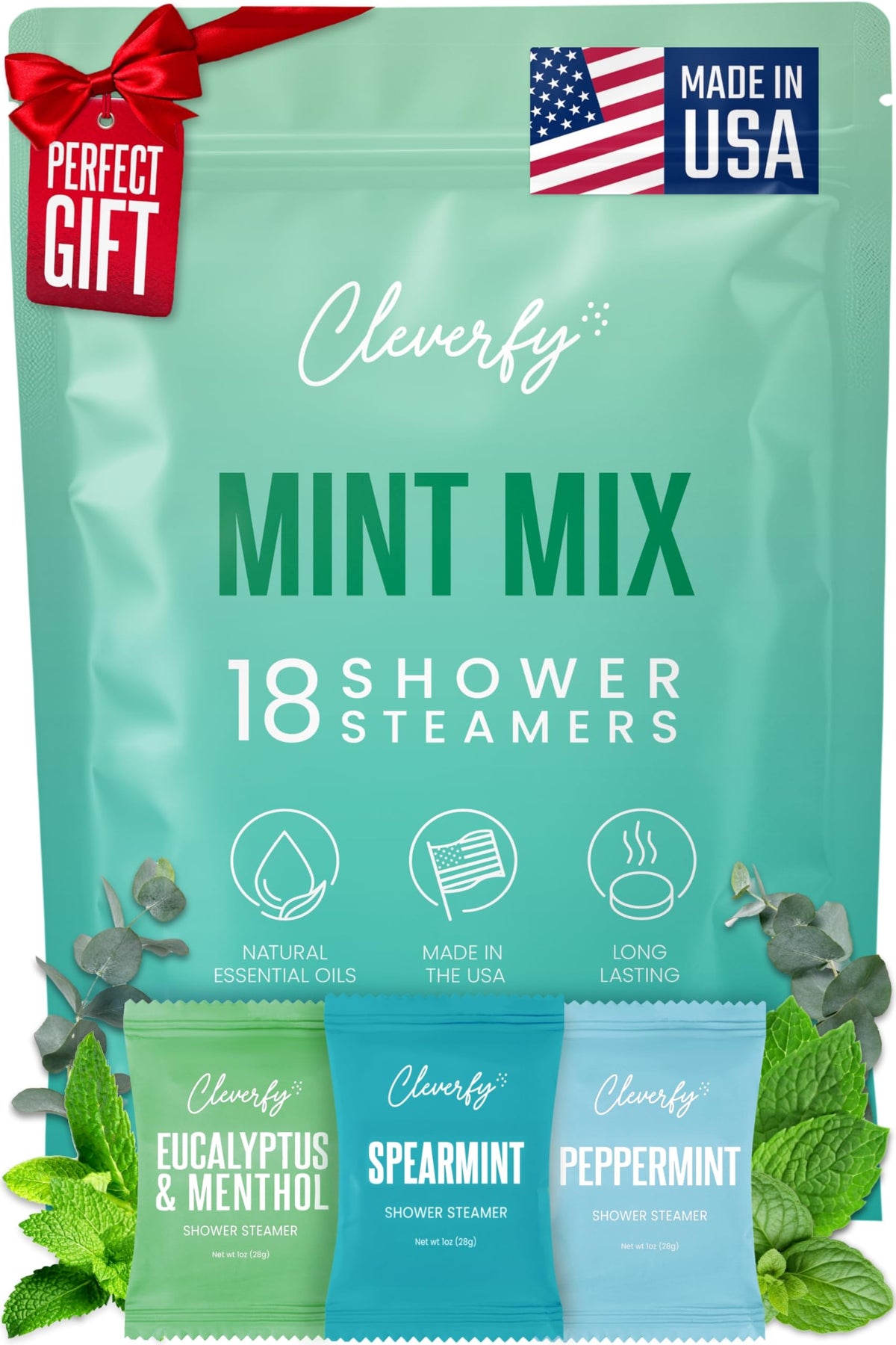 CLEVERFY Eucalyptus Shower Steamers package front view