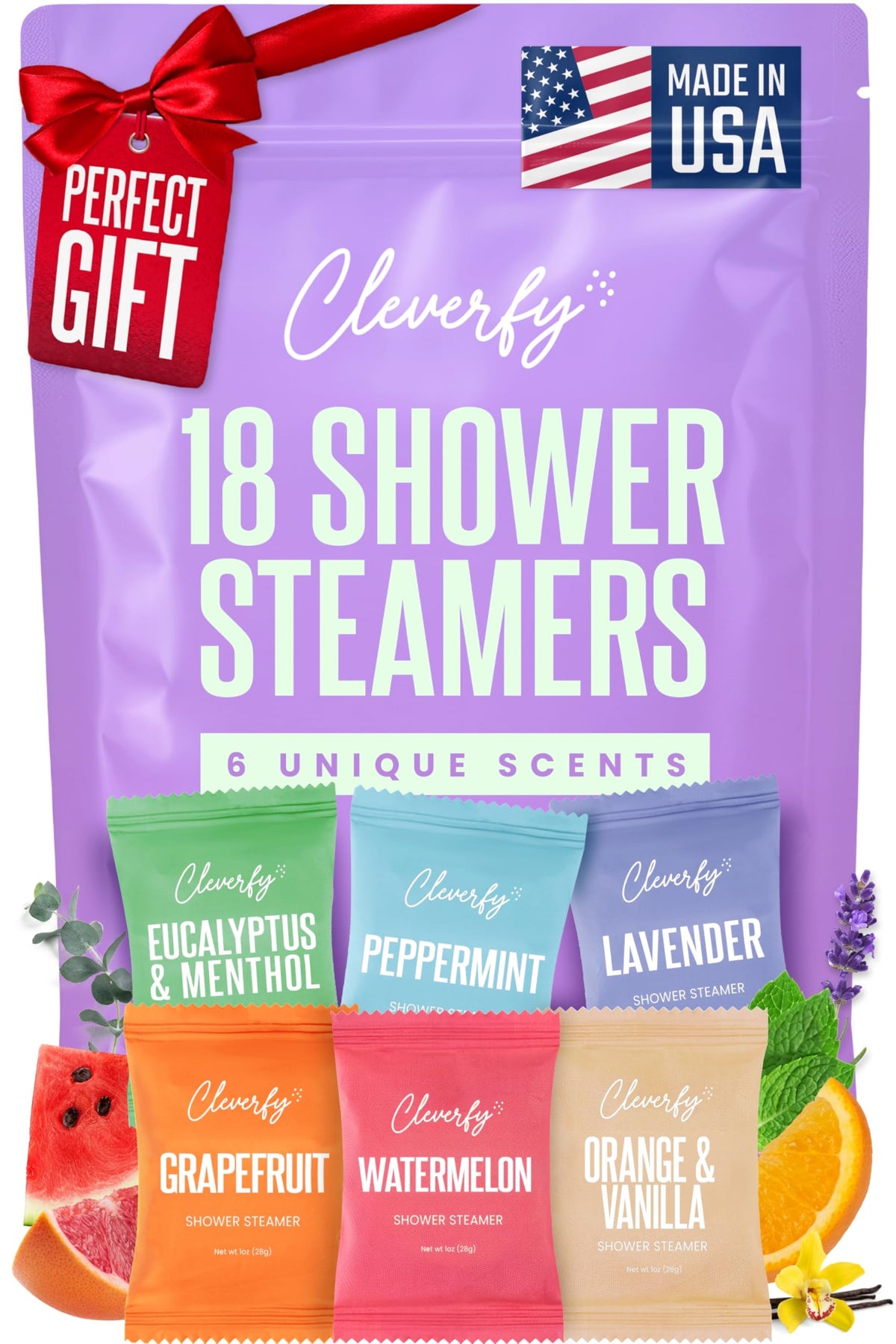 CLEVERFY Shower Steamers 18 Tablets assorted scents