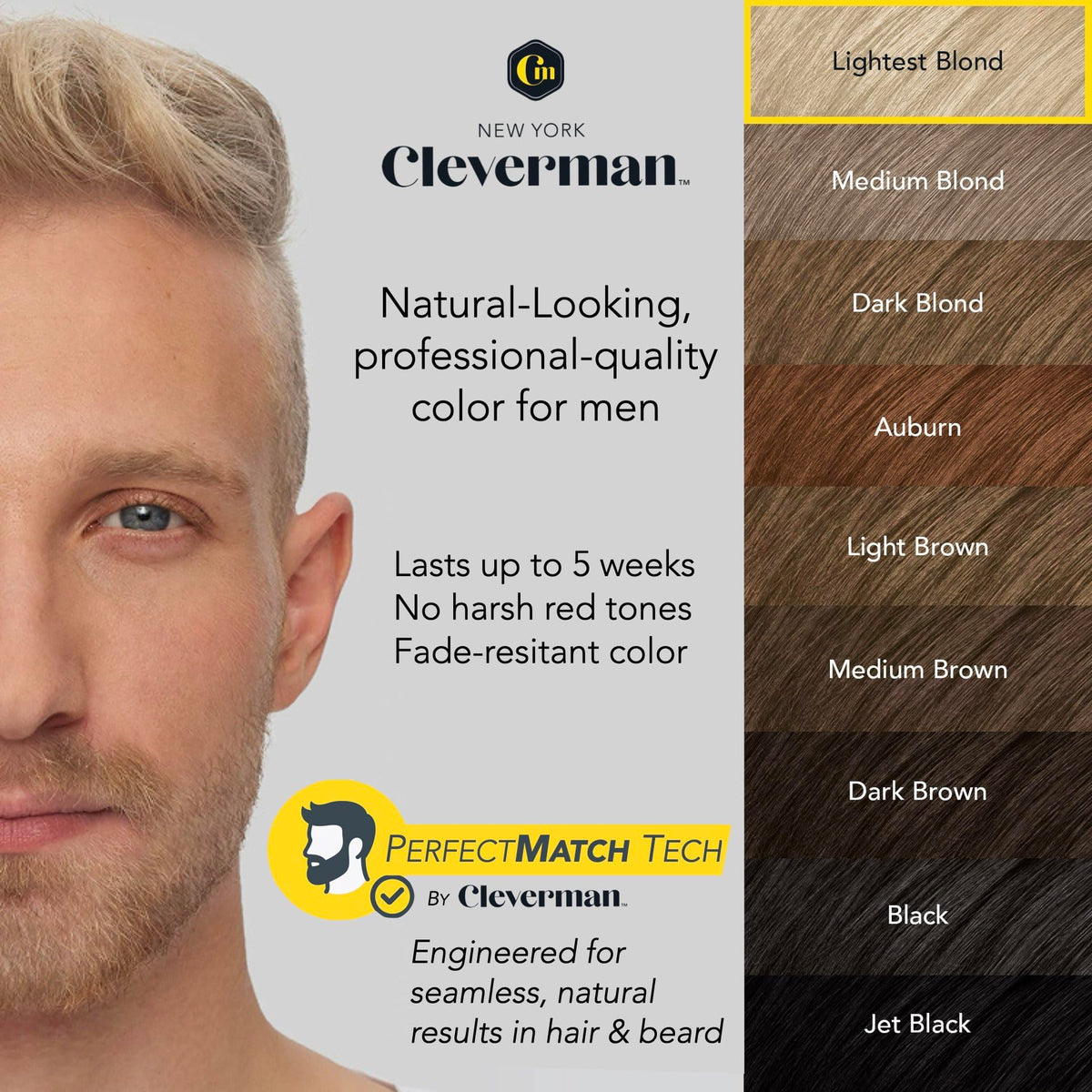 CLEVERMAN 2X Hair & Beard Dye Lightest Blond developer and dye kit