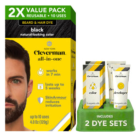 CLEVERMAN 2X Reusable Hair & Beard Dye for Men - Black front view