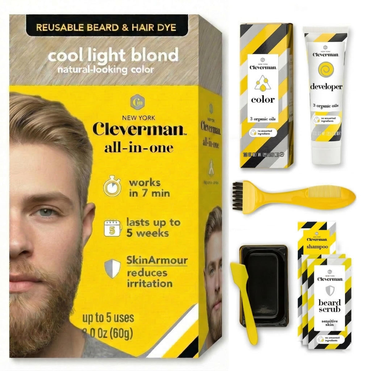 CLEVERMAN Reusable Hair & Beard Dye Cool Light Blond 9.12 front view