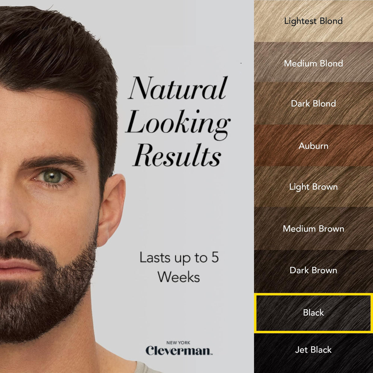 CLEVERMAN Reusable Hair & Beard Dye for Men Black 1.0 color results