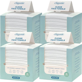 Cliganic Clean Face Towels XL 200 count packaging front view