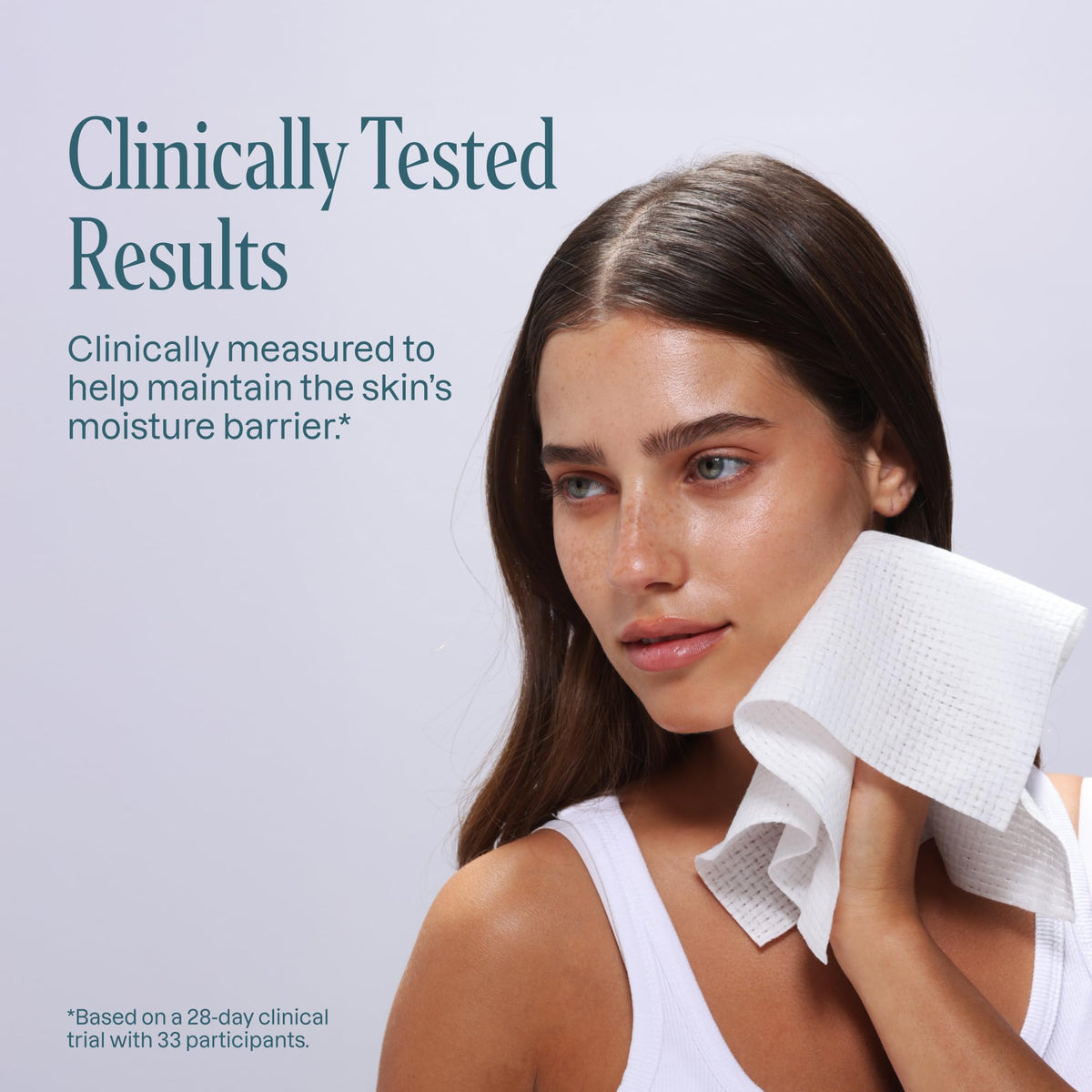 Cliganic Clean Face Towels XL being used for makeup removal