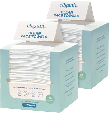 Cliganic Clean Face Towels XL multi-pack front view