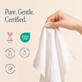 Cliganic Clean Face Towels XL showing bulk packaging dimensions