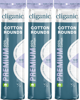 Cliganic Cotton Rounds 300 Count front view packaging