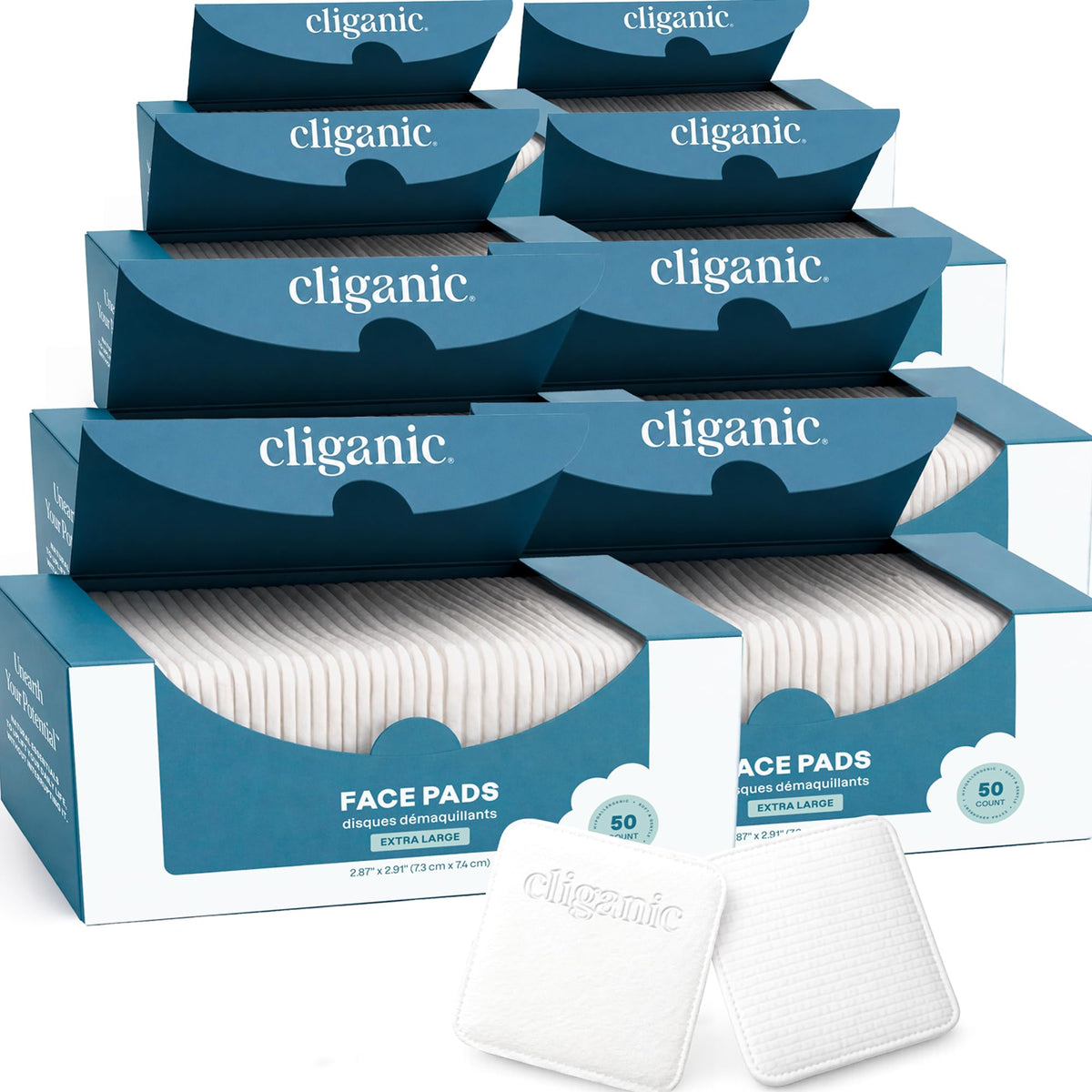 Cliganic Extra Large Face Pads 400 Count front view