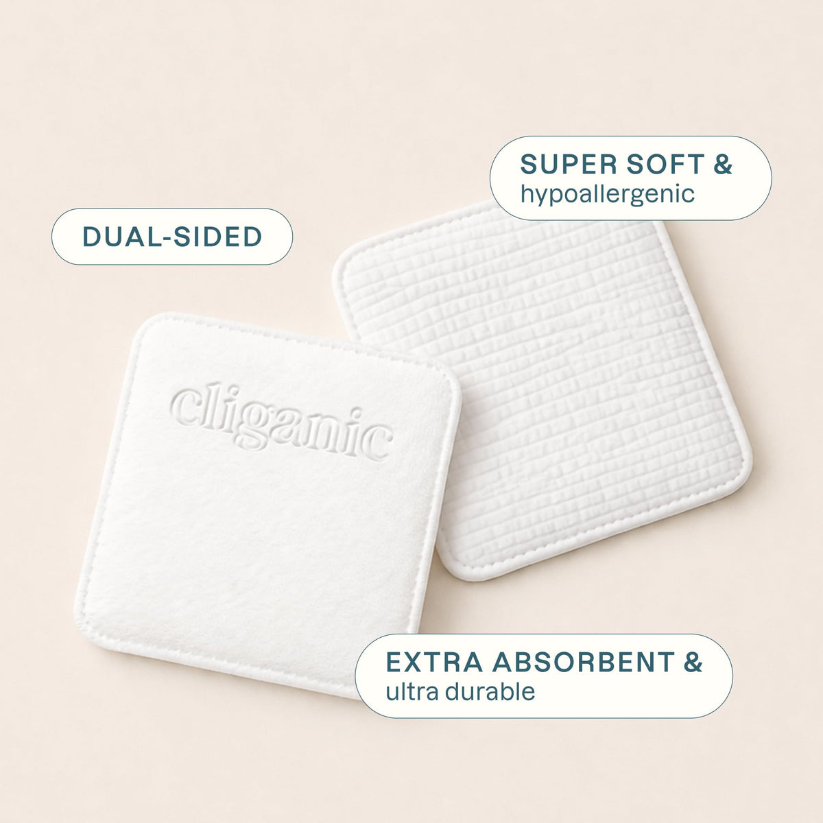 Cliganic Extra Large Face Pads packaging and count
