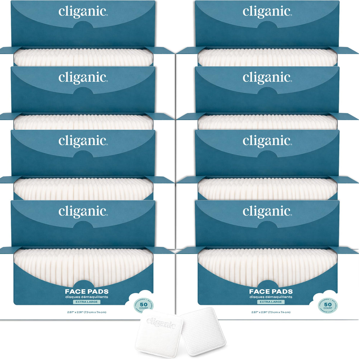 Cliganic Extra Large Face Pads stacked in a neat pile