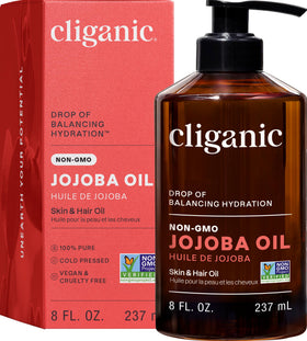 Cliganic Jojoba Oil 8oz bottle front view