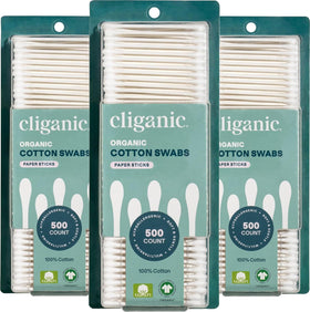 Cliganic Organic Cotton Swabs 1500 Count front view