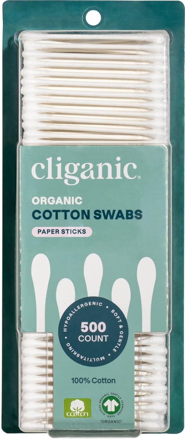 Cliganic Organic Cotton Swabs packaging details