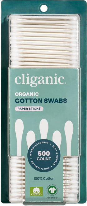 Cliganic Organic Cotton Swabs packaging details