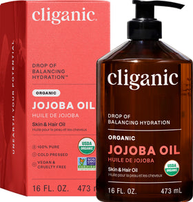 Cliganic Organic Jojoba Oil 16 oz front view