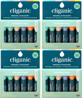 Cliganic Organic Lip Balm Set packaging with assorted flavours