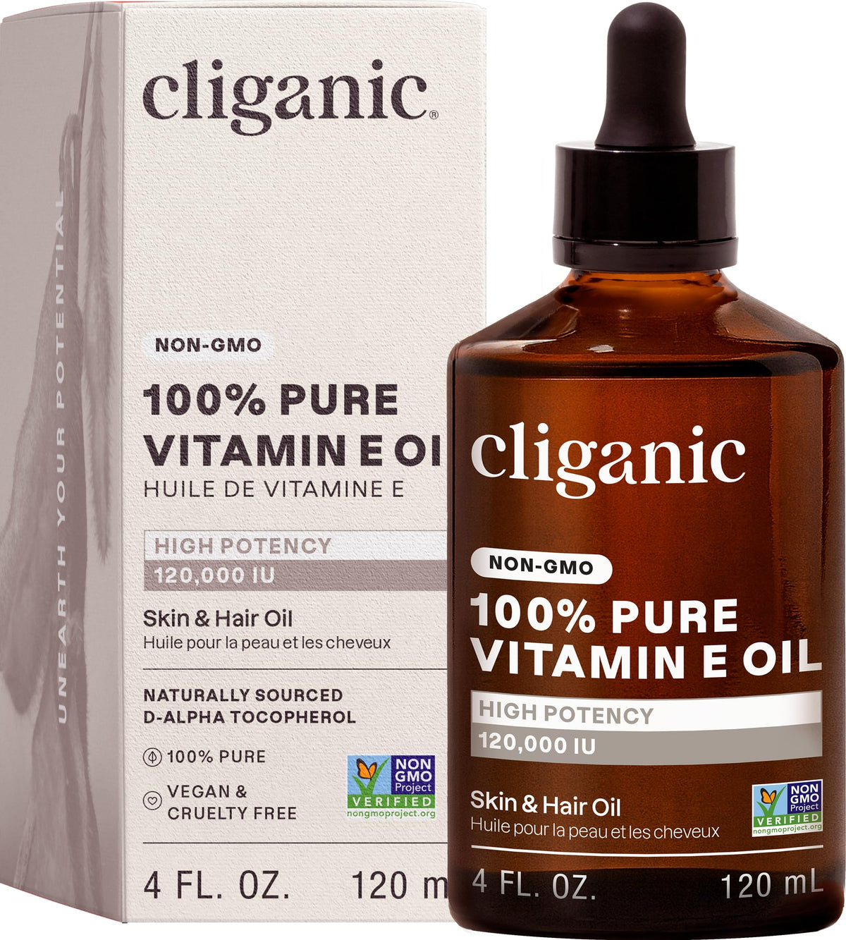 Cliganic Pure Vitamin E Oil 120,000 IU front view