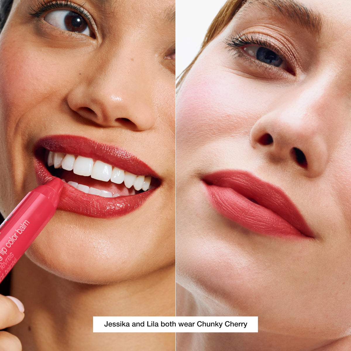 Clinique Chubby Stick Tinted Lip Colour Balm in Chunky Cherry on a wooden surface