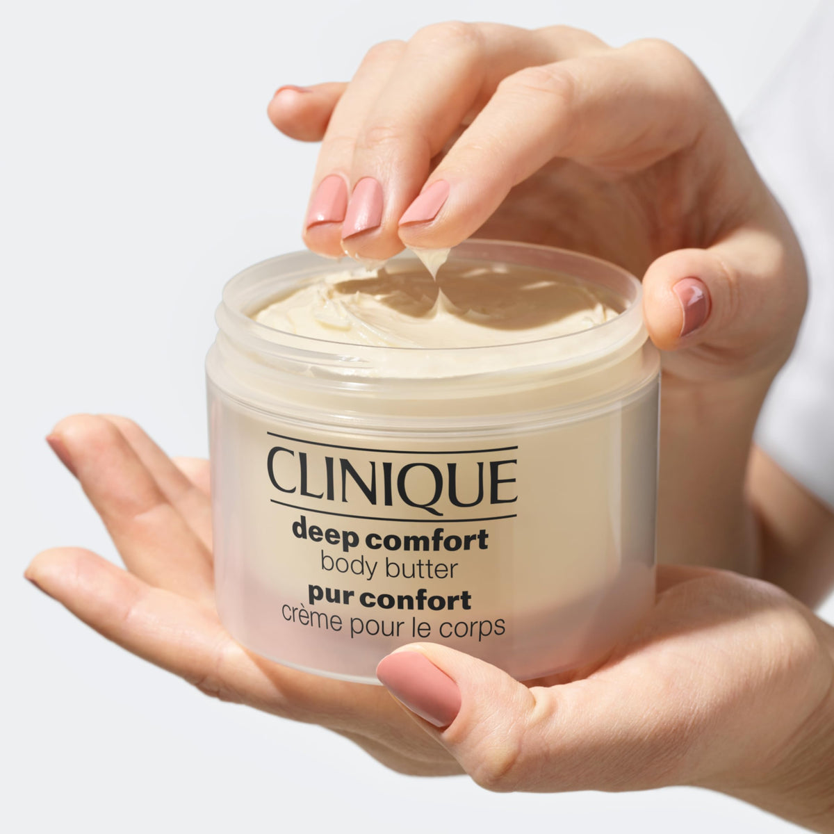 Clinique Deep Comfort Body Butter application on skin