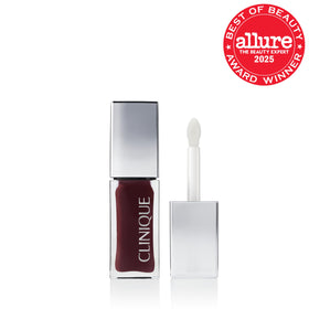 Clinique Pop Lip + Cheek Tinted Oil Black Honey applicator close-up