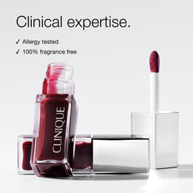 Clinique Pop Lip + Cheek Tinted Oil Black Honey with makeup products