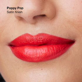Clinique Pop Longwear Lipstick Poppy Pop with cap off