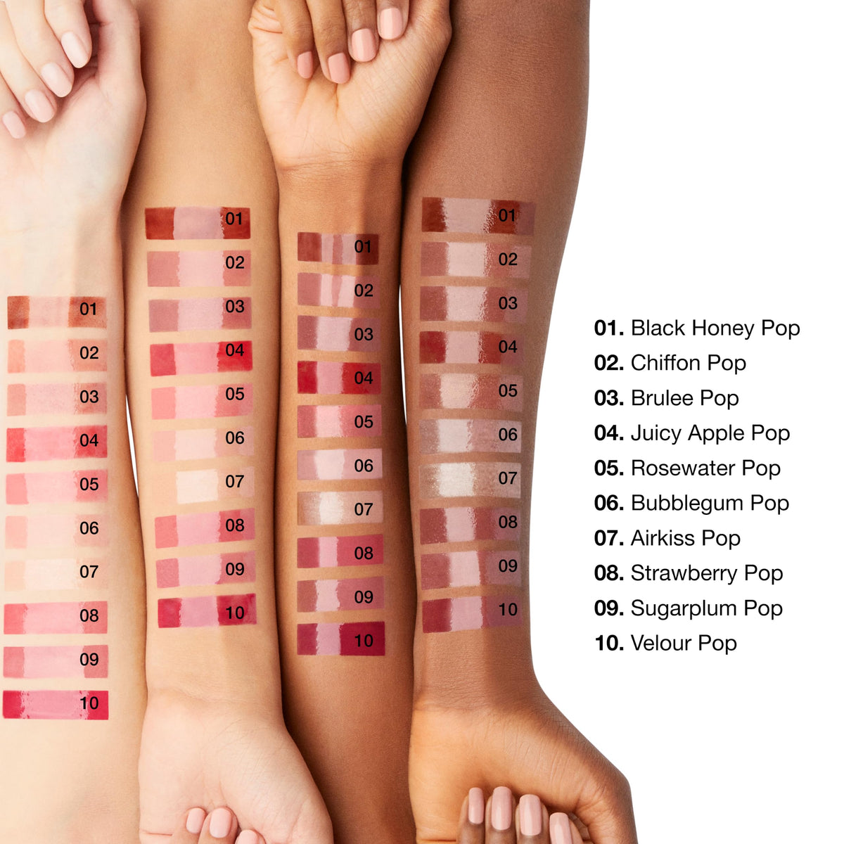 Clinique Pop Plush Creamy Lip Gloss Black Honey Pop with other makeup products