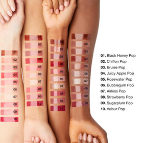 Clinique Pop Plush Creamy Lip Gloss Black Honey Pop with other makeup products