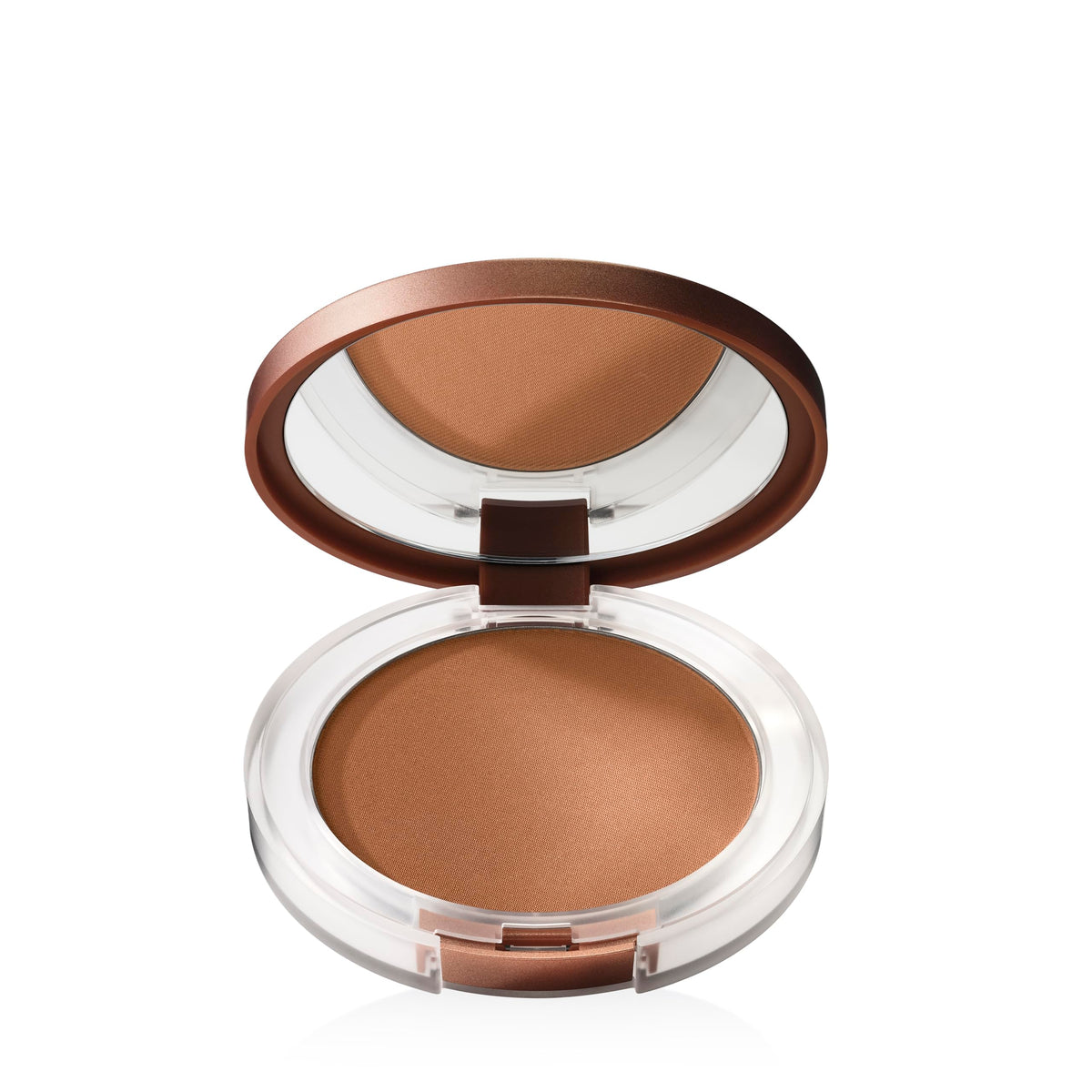 Clinique True Bronze Pressed Powder Bronzer front view with compact open
