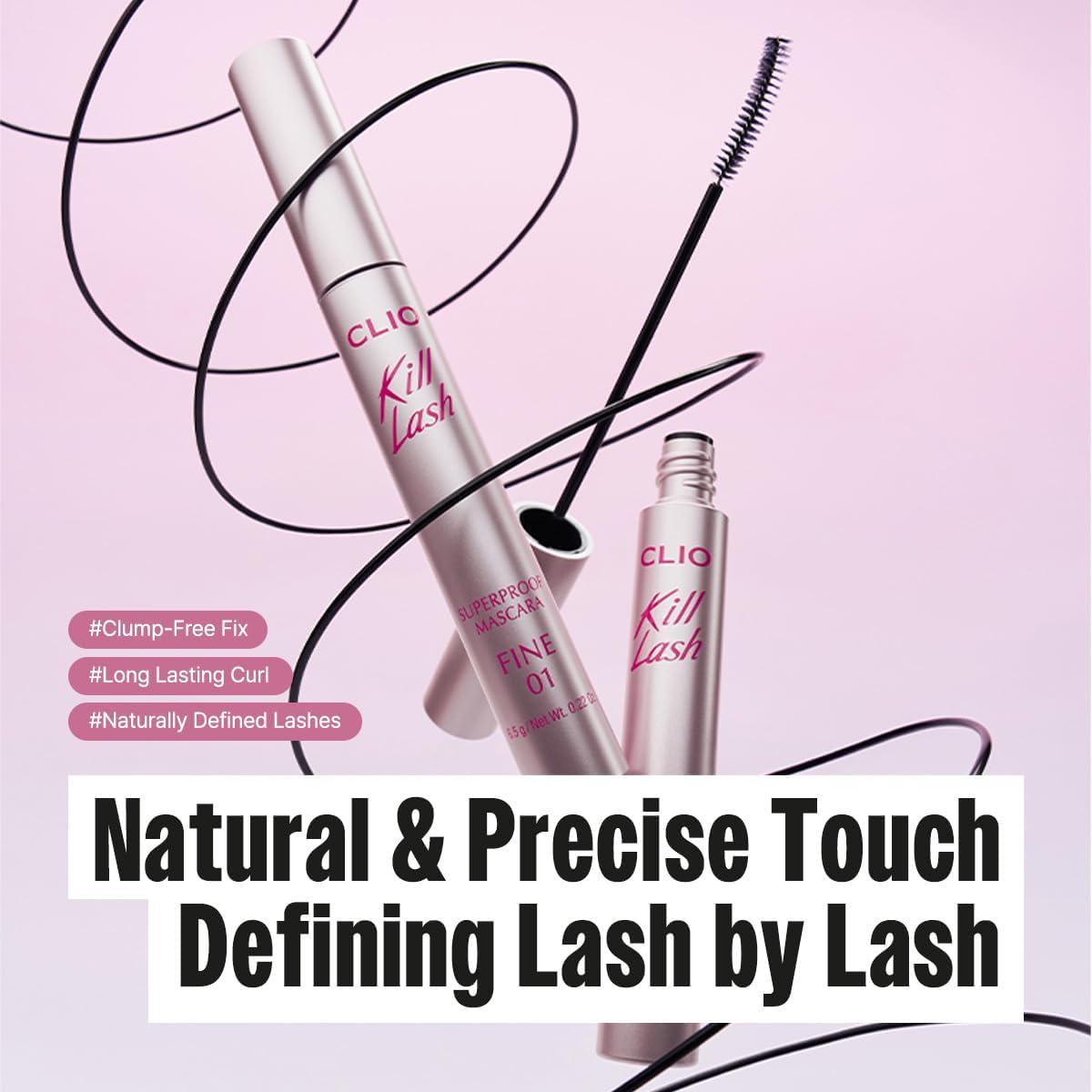 CLIO Kill Lash Mascara packaging with muted grey tone