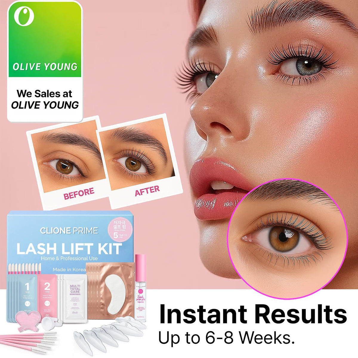 CLIONE lash lift kit sachets arranged