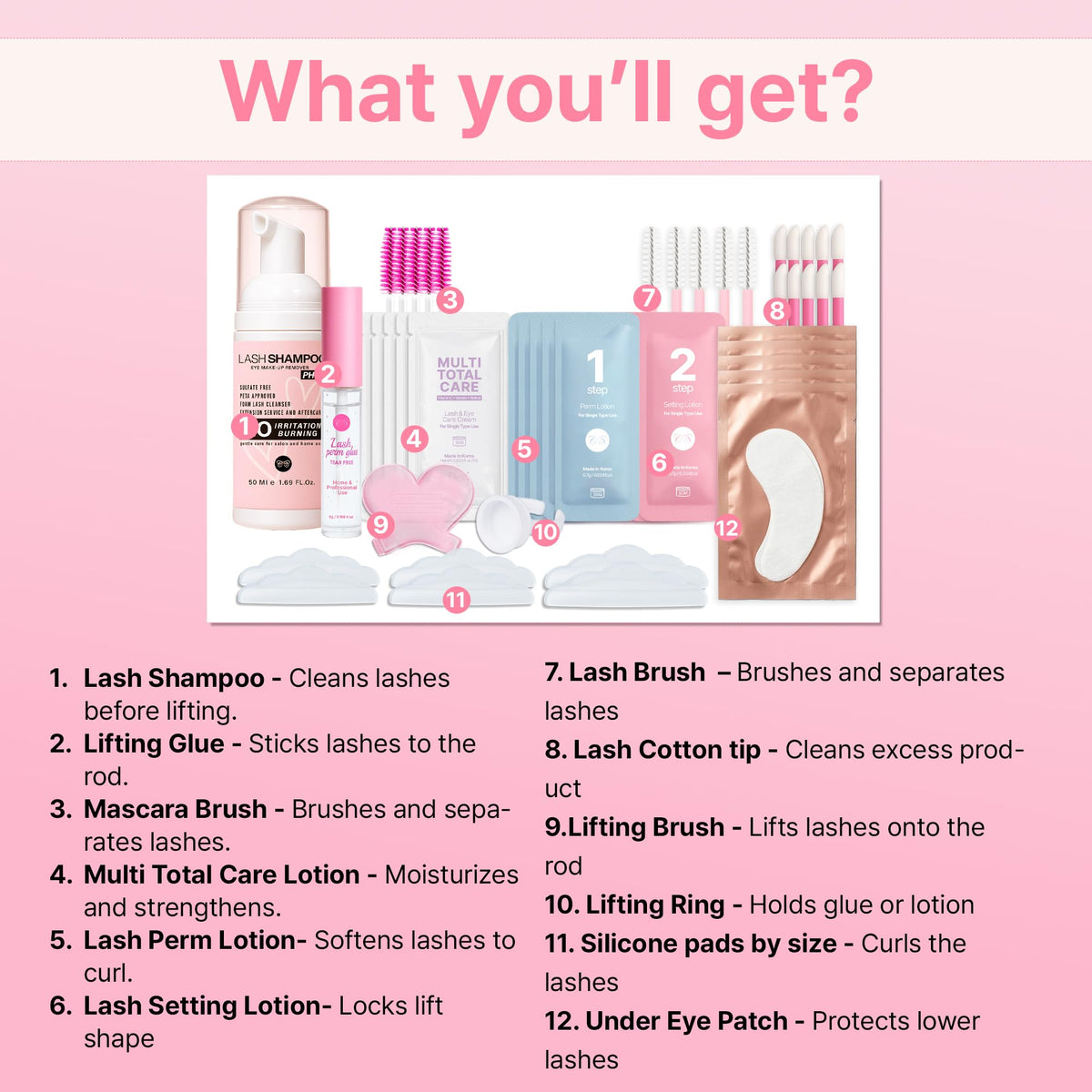 CLIONE lash lift kit with all components displayed