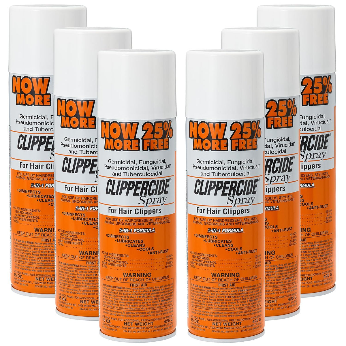 CLIPPERCIDE 5-in-1 Clipper Disinfectant Spray 15oz front view
