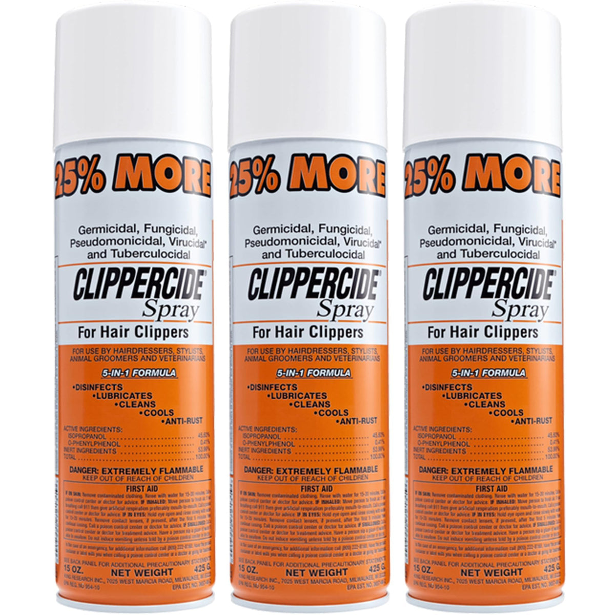 CLIPPERCIDE 5-in-1 Clipper Disinfectant Spray 15oz front view