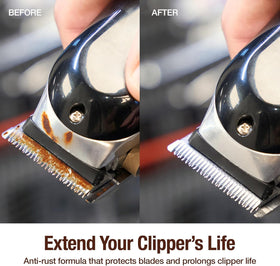 CLIPPERCIDE 5-in-1 Clipper Disinfectant Spray 15oz in salon setting
