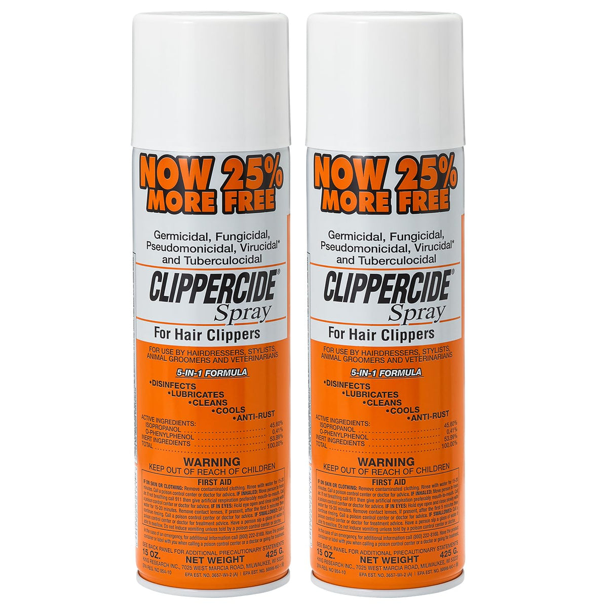 Clippercide Disinfectant Spray 2 Pack 12 Ounce front view