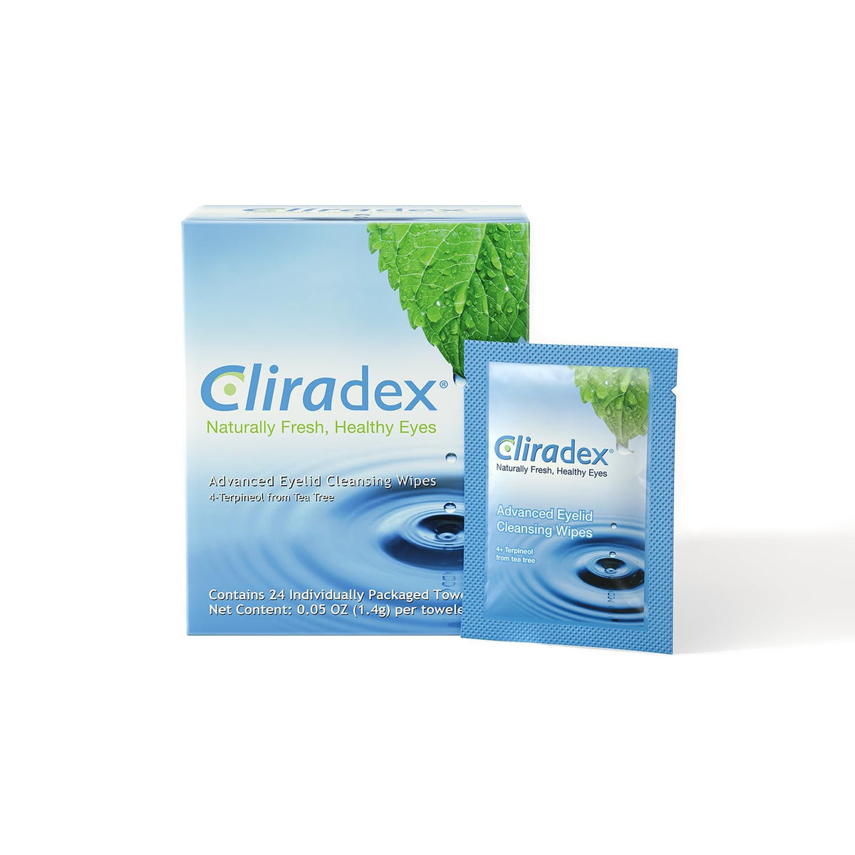 Cliradex Natural Eyelid Towelettes 24 Count front packaging view
