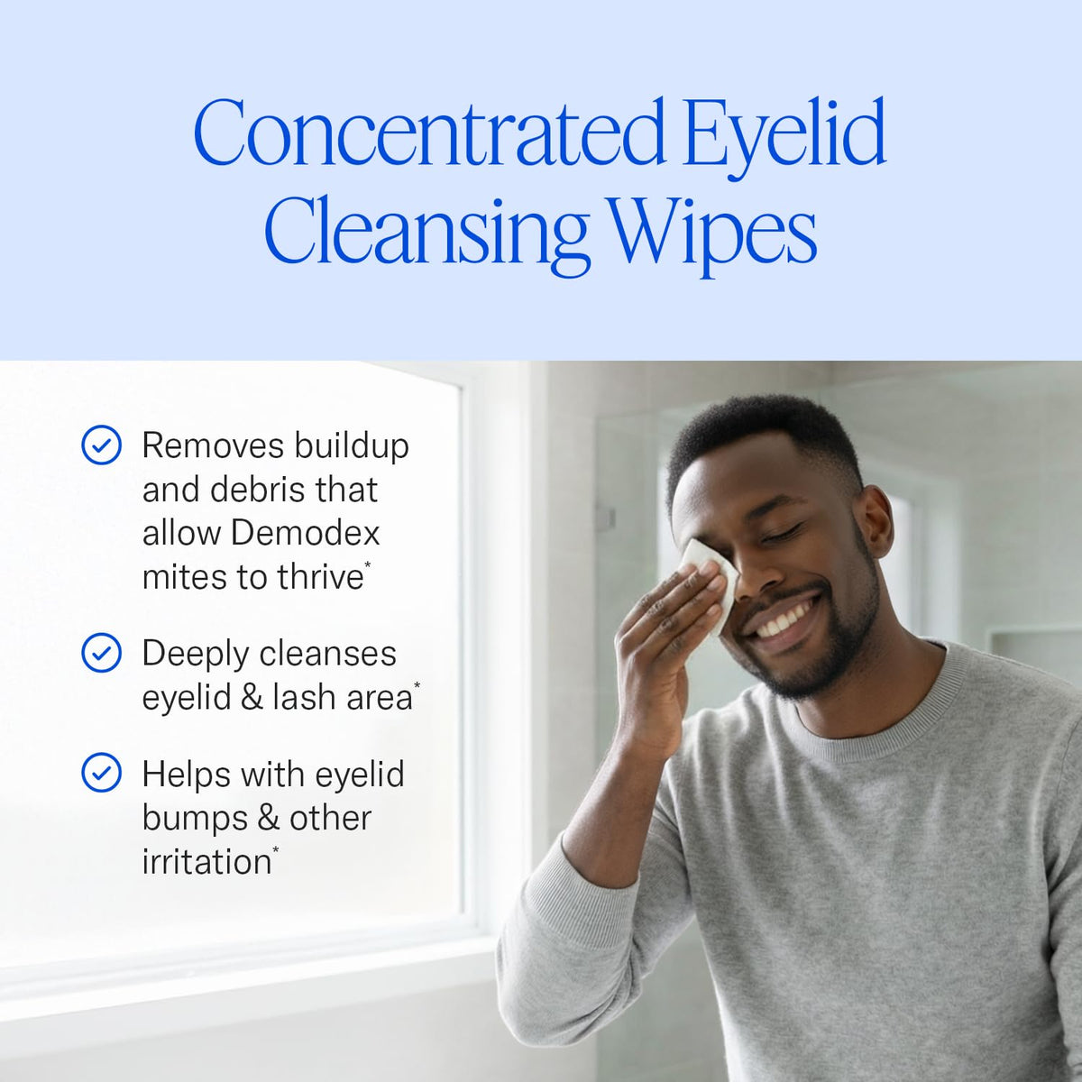 Cliradex Natural Eyelid Towelettes opened with towelette visible