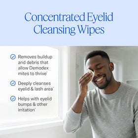 Cliradex Natural Eyelid Towelettes opened with towelette visible